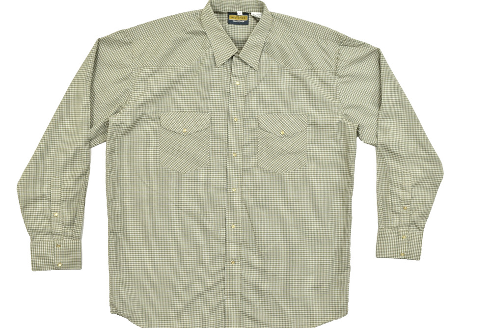 Red River Collection Men's XL Western Pearl Snap Button Down Shirt Green Plaid L
